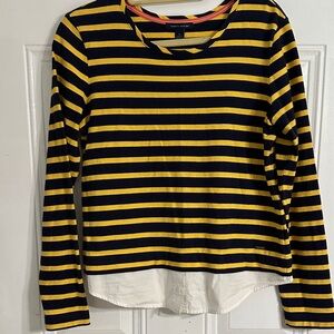 Tommy Hilfiger Yellow and Black Striped Long Sleeve Top